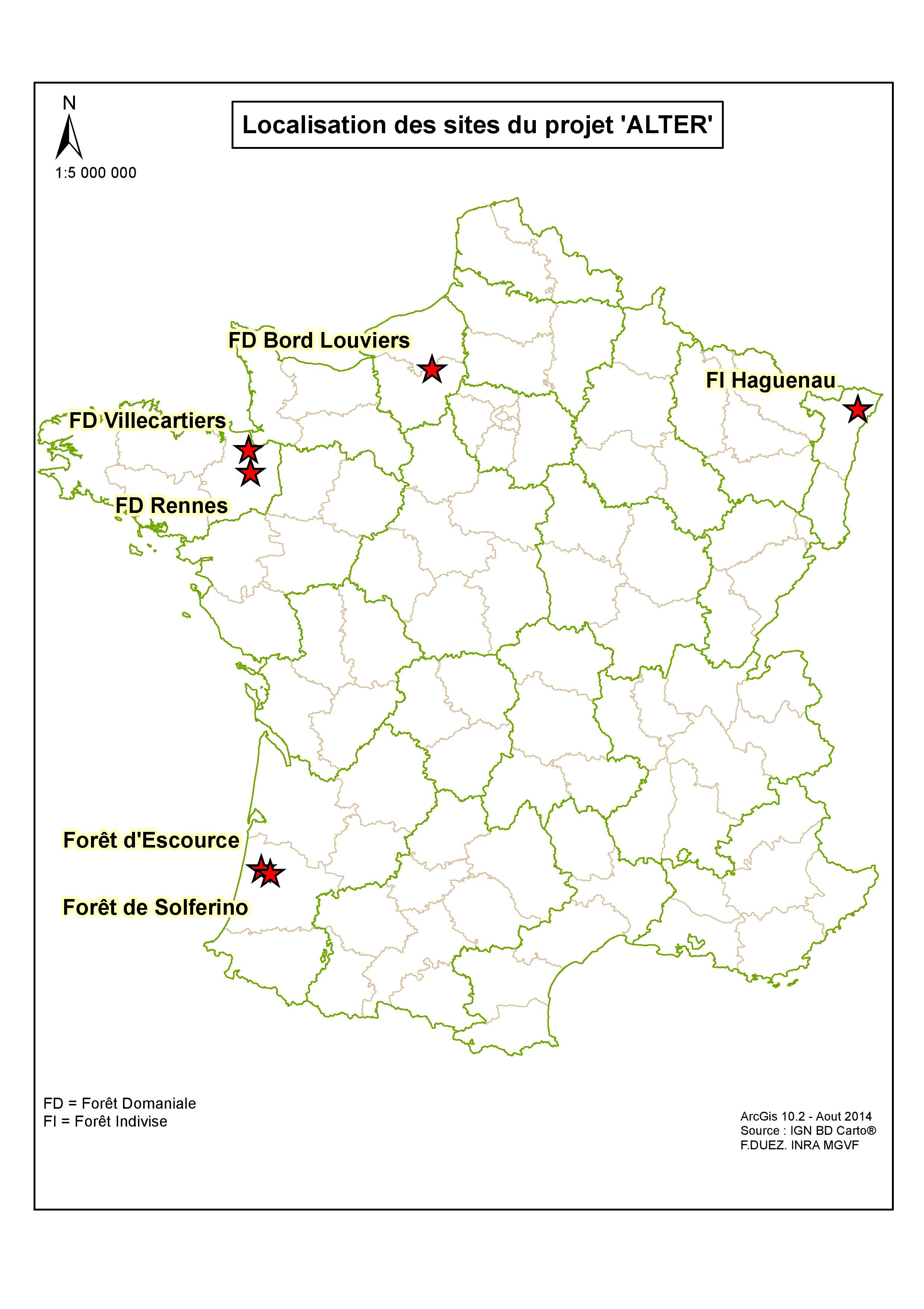 Répartition sites ALTER en France